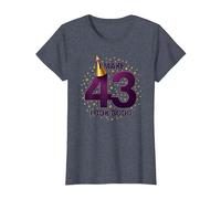Cadeau d'anniversaire : I Make 43 Look Good Funny Age Celebration T-Shirt, Femme, Bleu Chiné, M
