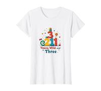 Cadeau d'anniversaire Jeune, Sauvage et Trois pour Enfants de 3 Ans T-Shirt, Femme, Blanc, L
