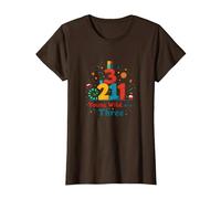 Cadeau d'anniversaire Jeune, Sauvage et Trois pour Enfants de 3 Ans T-Shirt, Femme, Marron, L