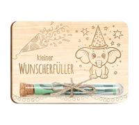 Cadeau d'anniversaire petit éléphant - En bois avec enveloppes et tubes en verre - Pour Noël, anniversaire, cérémonie de jeunesse - Pour homme et femme