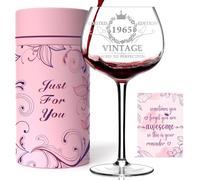 Cadeau d'anniversaire pour elle - Verre à vin vintage 1965 gravé - Décoration d'anniversaire de 60 ans pour femme, amie, fille, sœur, maman - Cadeau amusant pour 60e anniversaire - Cadeau