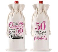 Cadeau d'anniversaire pour femme avec inscription « Queen Not A Day Over Fabulous », beige, 50th birthday gifts for women, Cadeaux d'anniversaire 50 ans