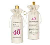 Cadeau d'anniversaire pour femme, cadeau d'anniversaire de 40 ans pour femme, sac à vin, décoration de fête d'anniversaire amusante pour maman, épouse, amie, sœur, collègue de travail