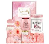 Cadeau d'anniversaire pour femme, panier cadeau de spa rose pour femme, coffret cadeau de Noël avec couverture pour elle, maman, épouse, amie, sœur, fille, collègue
