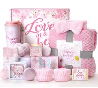Cadeau d'anniversaire pour femme, panier-cadeau pour maman, épouse, sœur, ses amies, ensemble spa de luxe pour soins personnels avec couverture, boîte cadeau de remerciement pour fête des mères