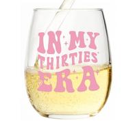 Cadeau d'anniversaire pour femme - Verre à vin « In My 30s Era » - Cadeau de 30e anniversaire pour homme, verre à eau sans pied résistant aux rayures pour femme, collègues et meilleure amie