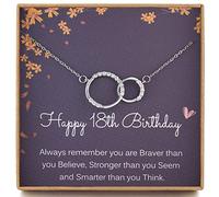 Cadeau d'anniversaire pour fille en argent sterling 925 avec 2 anneaux en oxyde de zirconium, joli cadeau d'anniversaire pour 18 ans, M, Argent sterling, Oxyde de Zirconium