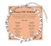Cadeau d'anniversaire pour filles de 12, 13, 14, 15, 16, 17, 18 ans, bracelet d'anniversaire avec carte d'anniversaire pour adolescentes, filles, petite-fille, sœur, nièce, meilleure amie, 7-9, Pierre