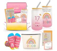 Cadeau d'anniversaire pour filles, idée cadeau tendance pour fille, petite-fille, nièce, adolescente, décoration d'anniversaire 2008, panier en verre, chaussettes, sac de maquillage