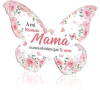 Cadeau d'anniversaire pour maman espagnole - Regalos para Mamá en acrylique pour bureau, cadeau de mère de la part de sa fille, fils, presse-papier en espagnol en forme de papillon espagnol pour