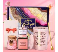 Cadeau d'anniversaire pour meilleure amie, panier de bain relaxant pour femme, cadeau de Noël, bougie parfumée, sels de bain, carte, joli coffret cadeau