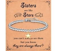 Cadeau d'anniversaire pour meilleure amie, sœur, bestie, « Good Friends/Sister are Like Stars » - Cadeau pour adolescente et femme, 23 centimeters, Argent, Pas de gemme