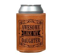 Cadeau d'anniversaire pour papa de la part de sa fille, Awesome Like My Daughter Can Sleeve, refroidisseur de canettes en cuir de 340,2 g pour papa, cadeau de Noël, Thanksgiving, départ à la retraite