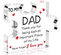 Cadeau d'anniversaire pour papa - Plaque décorative en acrylique 8,5 x 7 x 1 cm, cadeau d'anniversaire cool pour papa, fille, fils, épouse, homme réconfortant le cœur