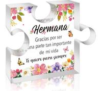 Cadeau d'anniversaire pour sœur espagnole - Regalos para tía Hermana Puzzle en acrylique imprimé Presse-papier cadeau pour sœur, Noël, Thanksgiving, fête des mères