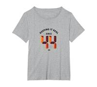 Cadeau d'anniversaire rétro avec Inscription « Keep It Real Since '44 » T-Shirt, Femme Grandes Tailles, Gris Chiné, 4X