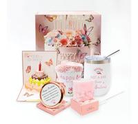 Cadeau d'anniversaire unique pour femme, idée de cadeau pour elle, maman, épouse, sœur, amie, collègue de travail, panier cadeau de luxe pour femme avec gobelet, savon rose, carte de vœux