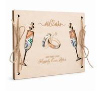 Cadeau d'Argent en Bois pour Mariage, Porte-billet en Forme de Verre à Vin | Carte de Vœux pour Couple, 20,5 × 15 × 0,4 cm, Convient comme cagnotte pour une lune de miel ou comme cadeau d'anniversaire