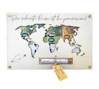 Cadeau d'argent pour mariage, carte du monde en bois, cadeau de mariage pour couple de mariés