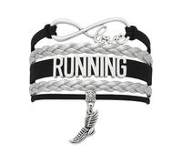 Cadeau d'athlétisme - Bracelet de course à pied, bracelet à breloques réglable en forme de chaussure de piste, haies, saut à la perche, javelot, discus, lancer de marteau, shot put, 20,3 cm, silicone
