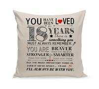 Cadeau de 18e Anniversaire, Housse de Coussins de 18 Ans, Cadeaux Housse de Coussin pour 18e Anniversaire, 45x45 cm Housse de Coussin Cadeau, pour 18 Ans Décoration d'anniversaire garçons et Filles