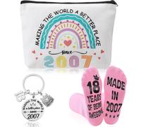 Cadeau De 18e Anniversaire Pour Filles, Trousse De Maquillage Et Chaussettes De 18 Ans, Porte-Clés Inspirant, Cadeau De 18 Ans Pour Fille, Nièce, Petite-Fille, Amis, Étudiants, Blanc,