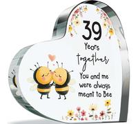 Cadeau de 39e anniversaire de mariage pour mari et femme - Meant to Bee - Cadeau d'anniversaire de mariage pour partenaire, cœur en acrylique de 100 mm souvenir pour trente-neuvième anniversaire
