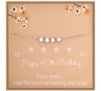 Cadeau de 40e anniversaire pour femme en argent sterling 925, délicat bracelet quatre étoiles, perles de 6 mm, une pour chaque incroyable décennie, cadeau d'anniversaire pour femme de 40 ans,