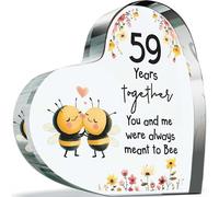Cadeau de 59e anniversaire de mariage pour mari et femme - Meant to Bee - Cadeau d'anniversaire de mariage pour partenaire, souvenir en forme de cœur en acrylique de 100 mm pour cinquante-neuvième