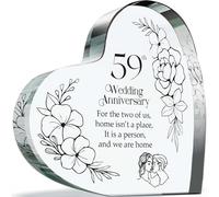Cadeau de 59e anniversaire de mariage pour mari, femme - Home is a Person - Happy 59th Wedding Anniversary Cadeau pour partenaire, 100 mm x 100 mm en acrylique cœur souvenir pour cinquante-neuvième