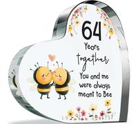 Cadeau de 64e anniversaire de mariage pour mari, femme - Meant to Bee - Cadeau d'anniversaire de mariage pour partenaire, cœur en acrylique de 100 mm pour soixante-quatrième anniversaire