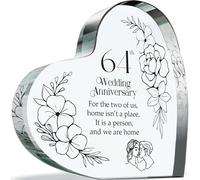Cadeau de 64e anniversaire de peste pour mari et femme - Home is a Person - Cadeau d'anniversaire de mariage pour partenaire, 100 mm x 100 mm en acrylique pour soixante-quatrième anniversaires