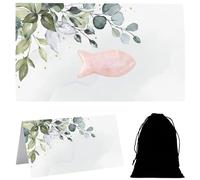 Cadeau de Baptême Poisson en Quartz Rose avec Carte Cadeau Porte Idée Cadeau pour les Baptisés et les Filleuls Cadeau pour fille pour Communion Baptême Confirmation (Rose)