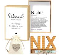 Cadeau de baptême pour baptême avec boîte cadeau, carte de vœux, tube à essai et sac en toile de jute pour garçons et filles comme emballage cadeau d'argent