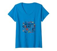 Cadeau de célébration Amusant du Plus Grand Oncle du Monde T-Shirt avec Col en V, Femme, Saphir, XXL