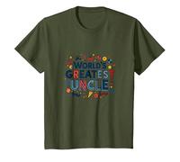 Cadeau de célébration Amusant du Plus Grand Oncle du Monde T-Shirt, Enfant, Olive, 8 Ans