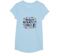 Cadeau de célébration Amusant du Plus Grand Oncle du Monde T-Shirt, Fille, Bleu Céleste, M