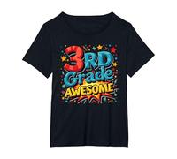 Cadeau de célébration pour garçon de 3e année Scolaire T-Shirt, Femme Grandes Tailles, Noir, 6X