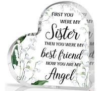 Cadeau de condoléances pour perte de sœur, cadeaux commémoratifs pour amies, femmes, plaque en forme de cœur en acrylique en mémoire de sœur, décoration funéraire, cadeau de deuil, condoléances