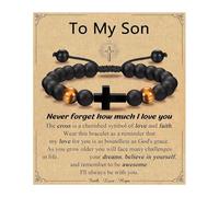 Cadeau de confirmation de baptême pour garçon Bracelet croix réglable avec câble en cuir Podson petit-fils neveu croix Bracelet, taille unique, Comme décrit
