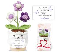 Cadeau de deuil porte-bonheur pour petite amie - Violet - Fleurs crochetées - Cadeau de réconfort pour femmes et hommes - Maman - Poche - Cadeau d'adieu - Cadeau d'adieu - Noël