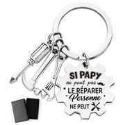Cadeau de Fête des Grand-pères Porte-clé Papy Réparer Clé Marteau Pendentif Porte-clef Grand-père et Boîte Noir Emballage pour Fête Noël Anniversaire Fête des Pères
