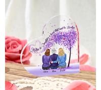 Cadeau de Fête des Mères Fête des Grands-mères Cadeau pour Maman Mamie Fille Personnalisé Ornement en Acrylique de Coeur Texte Noms Gravure (3 Noms)