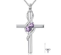 Cadeau de fête des mères pour maman, collier urne en forme de croix plaqué or blanc 18 carats pour cendres, pierre de naissance de 12 mois, urne funéraire, souvenir, bijou commémoratif, cadeau