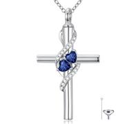 Cadeau de fête des mères pour maman, collier urne en forme de croix plaqué or blanc 18 carats pour cendres, pierre de naissance de 12 mois, urne funéraire, souvenir, bijou commémoratif, cadeau