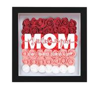 Cadeau de Fête des Mères pour Maman Grand-mère,Cadre De Boîte D'ombre Fleur Rose Personnalisé avec Nom,Cadre d'ombre de Mémoire Boîtes D'affichage D'ombres Idee Cadeau Anniversaire Femme