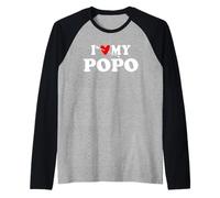 Cadeau de fête des pères avec cœur « I Love My Popo » Manche Raglan