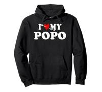 Cadeau de fête des pères avec cœur « I Love My Popo » Sweat à Capuche