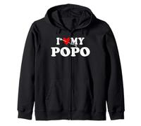 Cadeau de fête des pères avec cœur « I Love My Popo » Sweat à Capuche