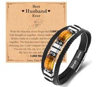 Cadeau de fête des pères pour papa, beau-père, mari, bracelet œil de tigre, bracelet en cuir pour homme, cadeau pour homme, fête des pères, anniversaire, Noël, Saint-Valentin, Cuir
